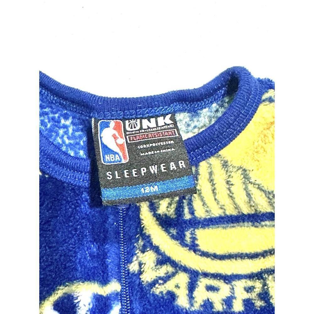 UNK Toddler Sleeper Golden State Warriors Blue and Yellow Basketball Pajamas 12M - Picture 7 of 9